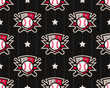 © augustos - Baseball sport seamless pattern. Baseball emblem tournament pattern template editable for your design.