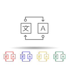 Poster - Translation multi color icon. Simple thin line, outline vector of translator icons for ui and ux, website or mobile application