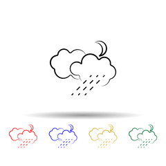 Poster - Cloud, rain, moon multi color icon. Simple thin line, outline vector of weather icons for ui and ux, website or mobile application