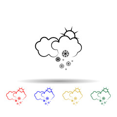 Poster - Cloud, sun, snow multi color icon. Simple thin line, outline vector of weather icons for ui and ux, website or mobile application
