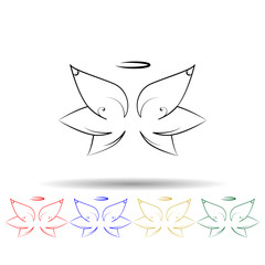 Poster - wings, crown hand drawn multi color icon. simple thin line, outline vector of wings crown icons for 