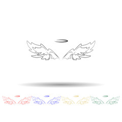 Poster - wings, crown hand drawn multi color icon. simple thin line, outline vector of wings crown icons for 