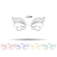 Poster - wings, crown hand drawn multi color icon. simple thin line, outline vector of wings crown icons for 