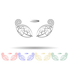 Canvas Print - Wings, crown hand drawn multi color icon. Simple thin line, outline vector of wings crown icons for ui and ux, website or mobile application