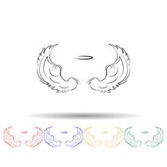 Poster - wings, crown hand drawn multi color icon. simple thin line, outline vector of wings crown icons for 