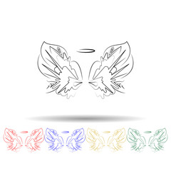Poster - wings, crown hand drawn multi color icon. simple thin line, outline vector of wings crown icons for 