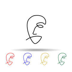 Poster - One line, face, woman multi color icon. Simple thin line, outline vector of human icons for ui and ux, website or mobile application