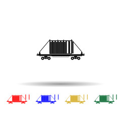 Poster - Railway carriage of boxes transportation multi color icon. Simple thin line, outline vector of transport by train icons for ui and ux, website or mobile application