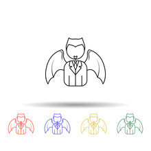 Demon Business Man Multi Color Icon. Simple Thin Line, Outline Vector Of Angel And Demon Icons For Ui And Ux, Website Or Mobile Application