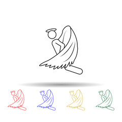 Poster - flying angel multi color icon. simple thin line, outline vector of angel and demon icons for ui and 