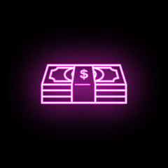 Poster - Bundle of money neon icon. Simple thin line, outline vector of casino icons for ui and ux, website or mobile application