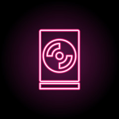 Poster - Internal hard drive neon icon. Simple thin line, outline vector of computer parts icons for ui and ux, website or mobile application