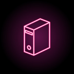 Poster - Pc case neon icon. Simple thin line, outline vector of computer parts icons for ui and ux, website or mobile application