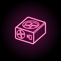 Poster - Power supply neon icon. Simple thin line, outline vector of computer parts icons for ui and ux, website or mobile application