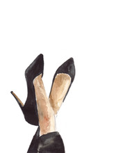 Shoes With Heels Watercolor Illustration, Art Print, Fashion Sketch