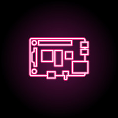 Poster - Pc chip neon icon. Simple thin line, outline vector of computer parts icons for ui and ux, website or mobile application
