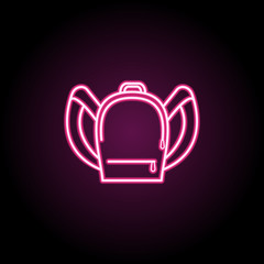 Poster - Backpack neon icon. Simple thin line, outline vector of education icons for ui and ux, website or mobile application