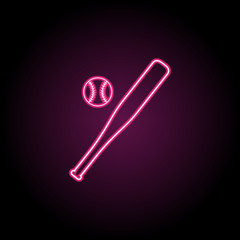 Poster - Baseball neon icon. Simple thin line, outline vector of education icons for ui and ux, website or mobile application