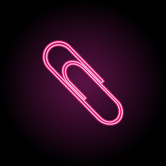 Poster - paper clip neon icon. simple thin line, outline vector of education icons for ui and ux, website or 