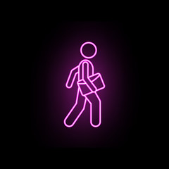 Poster - Man with document folder neon icon. Simple thin line, outline vector of male bag and luggage icons for ui and ux, website or mobile application