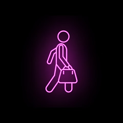 Poster - Man with bowling ball bag neon icon. Simple thin line, outline vector of male bag and luggage icons for ui and ux, website or mobile application