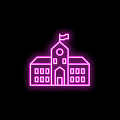 Poster - School building neon icon. Simple thin line, outline vector of school icons for ui and ux, website or mobile application