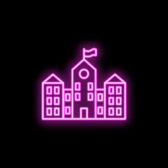 Poster - School neon icon. Simple thin line, outline vector of school icons for ui and ux, website or mobile application