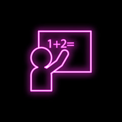 Poster - Schoolboy at the blackboard neon icon. Simple thin line, outline vector of school icons for ui and ux, website or mobile application
