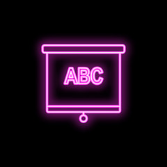 Poster - Alphabet on the blackboard neon icon. Simple thin line, outline vector of school icons for ui and ux, website or mobile application