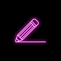Poster - A pen neon icon. Simple thin line, outline vector of school icons for ui and ux, website or mobile application