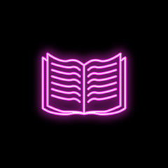 Poster - open book neon icon. simple thin line, outline vector of school icons for ui and ux, website or mobi