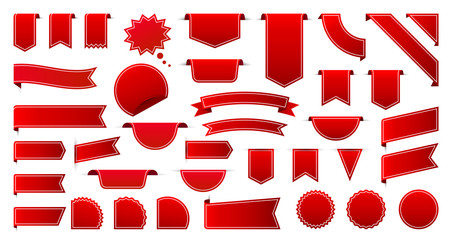 Wall Mural - sale and new label collection set. sale tags 30, 50, 70. discount red ribbons, banners and icons. sp