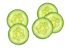 Sliced Cucumber Isolated On White Background