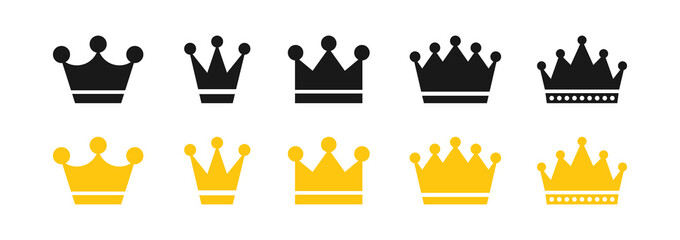 Wall Mural - big collection quolity crowns. gold crown. royal crown icons collection set. vintage crown. vector i