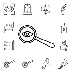 Poster - Eye loupe icon. Detailed set of crime investigation icons. Premium quality graphic design. One of the collection icons for websites, web design, mobile app