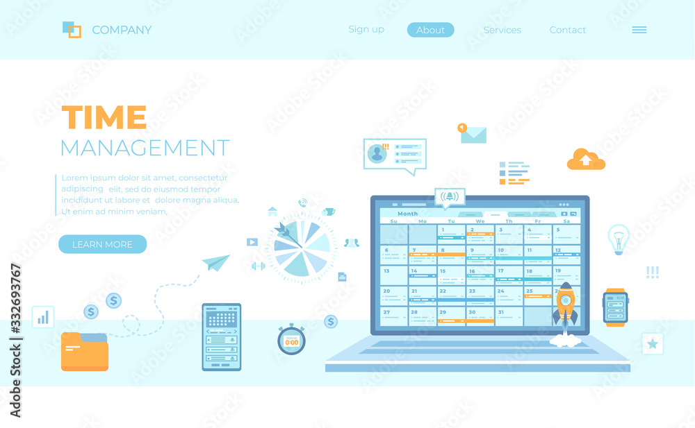 Vektor Time Management, organization, planning schedule, distribution ...