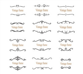 Wall Mural - hand drawn set of decorative frames, borders, page decoration calligraphic design elements. vintage 