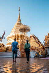 Chiang Mai Thailand, couple watch sunrise from the mountain , Wat Phra That Doi Suthep is famous visiting place and attraction of Chiang Mai, Thailand, Sunrise Doi Suthep Chiang Mai Thailand