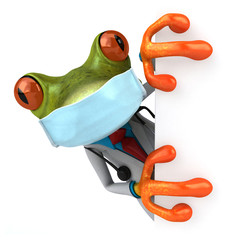 3D Illustration of a frog with a mask