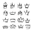 © vectorK - Hand drawn crowns. Royal imperial coronation and monarch symbols. Black brush crowns isolated on white background. Vector illustration.