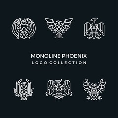 Wall Mural - Mono line phoenix logo collection