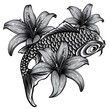 illustration of koi fish. drawing vector. vector illustration Japanese motif.