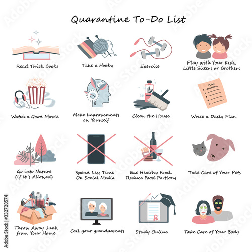 Fotografía List of Daily Activities for Covid or coronavirus quarantine