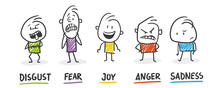 Strichfiguren / Strichmännchen: Disgust, Fear, Joy, Anger, Sadness. (Nr. 458)