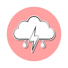 Poster - rain sign with a thunder-storm sticker icon. Simple thin line, outline vector of Weather icons for ui and ux, website or mobile application