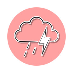 Poster - a sign of heavy rain with a thunder-storm sticker icon. Simple thin line, outline vector of Weather icons for ui and ux, website or mobile application