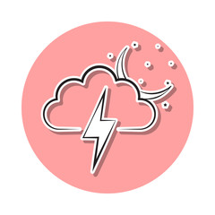 Poster - a sign of a night storm sticker icon. Simple thin line, outline vector of Weather icons for ui and ux, website or mobile application