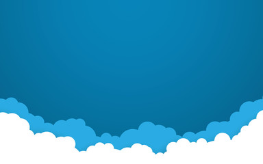 Wall Mural - blue sky with white clouds background. cartoon flat style design. vector illustration
