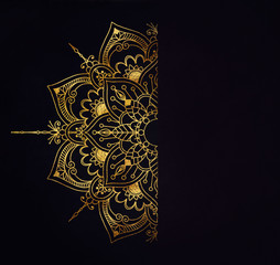 Wall Mural - gold pattern ornament on dark background
