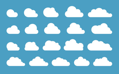 Wall Mural - cloud. abstract white cloudy set isolated on blue background. vector illustration